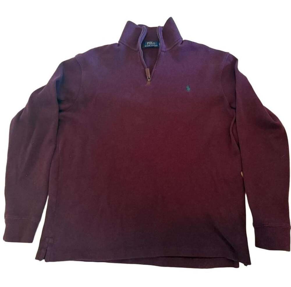 Polo Ralph Lauren Men's Burgundy Quarter-Zip Pullover Sweater